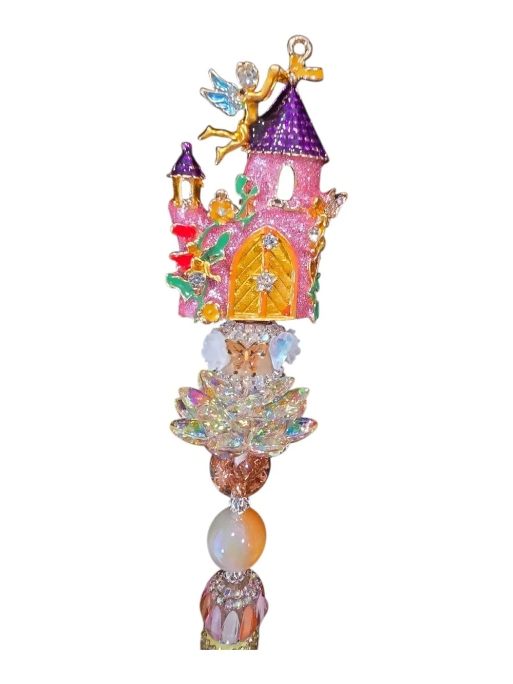 Decorative Gold Glitter Castle Gem Ballpoint Pen - Pink & Gold
